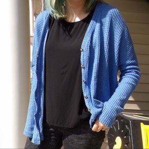 Urban Outfitters blue thermal cardigan sweater size small